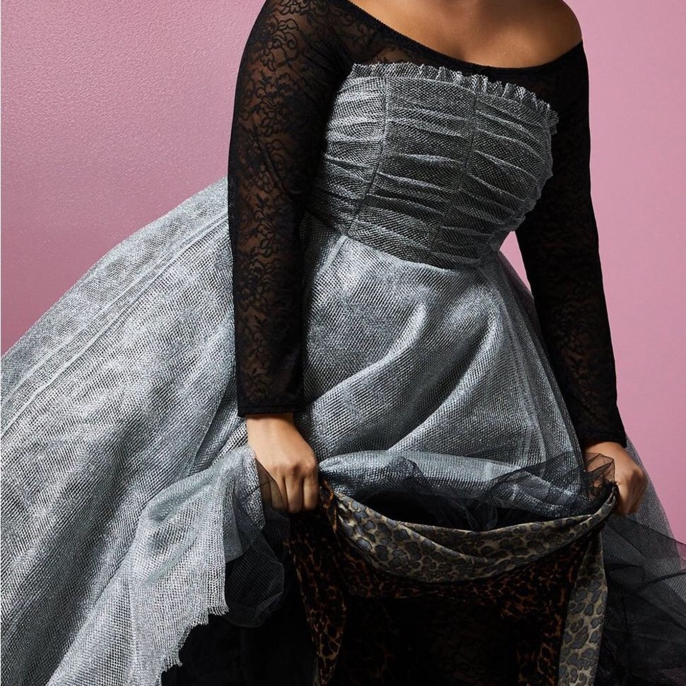 Torrid Betsey Johnson Shiny Silver Tulle Strapless Dress